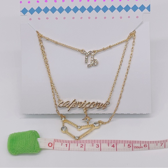 BP. Crystal Zodiac Triple Layer Pendant Necklace Capricorn Gold NIB - Picture 8 of 8